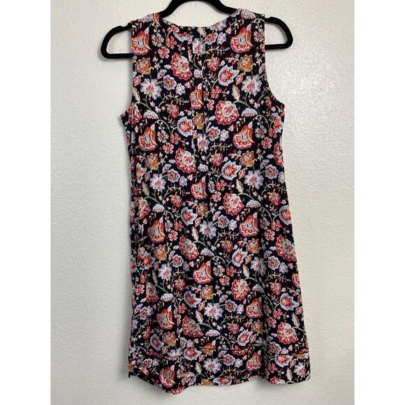 J. Jill Pleated Shift Floral Womens Size XS Black Multicolor whimsical Boho Pock - Picture 6 of 12